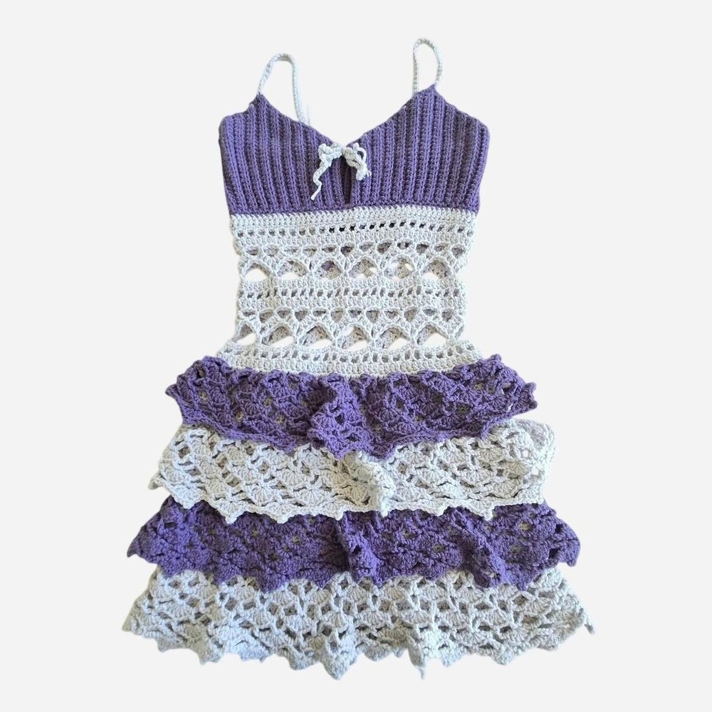 Festival boho crochet mini dress / SM / Handmade, one of kind, fairy, summer